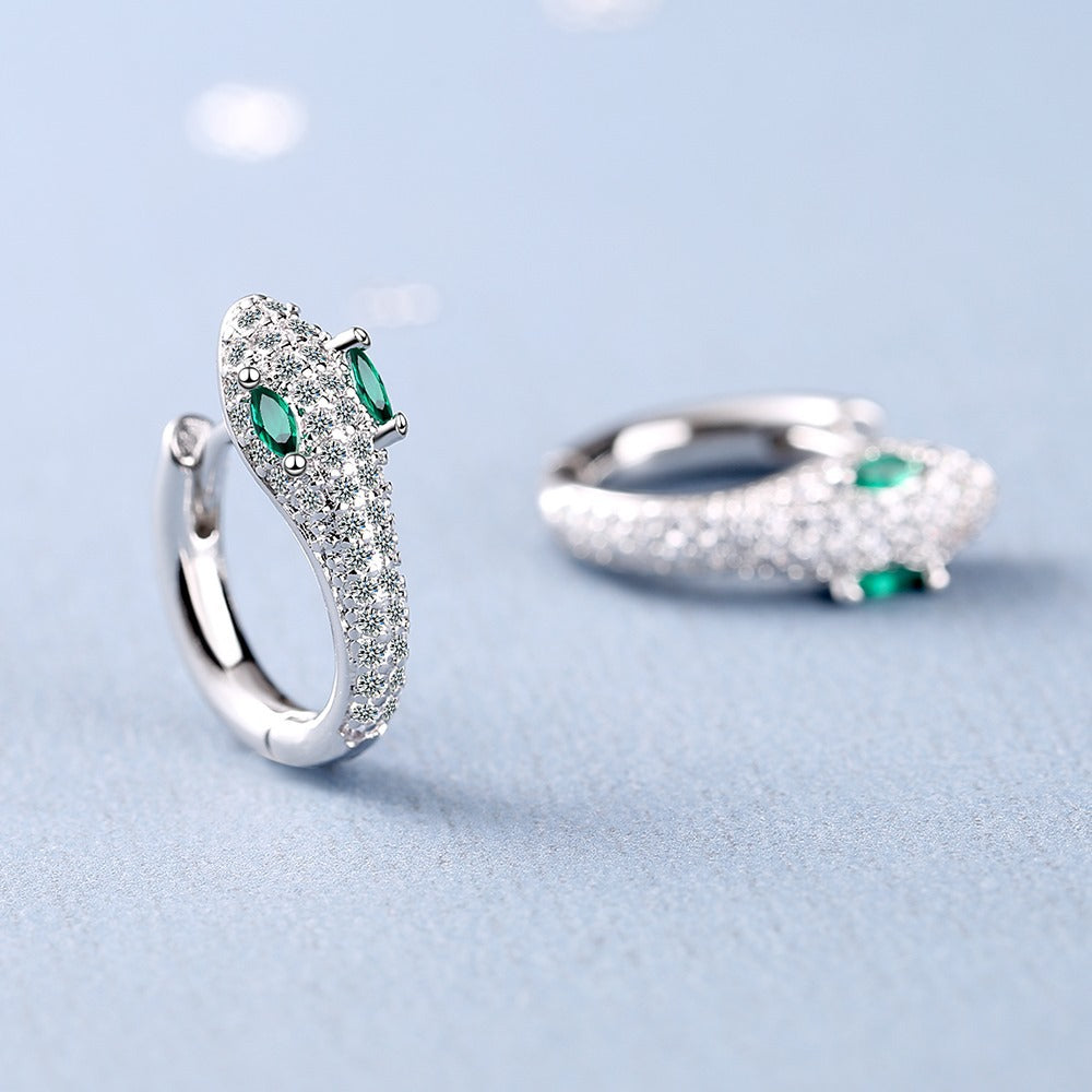 Pendientes de latón de la serpiente de diamantes al por mayor